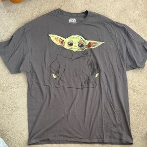 Star Wars Black T-Shirt with Green Yoda Design